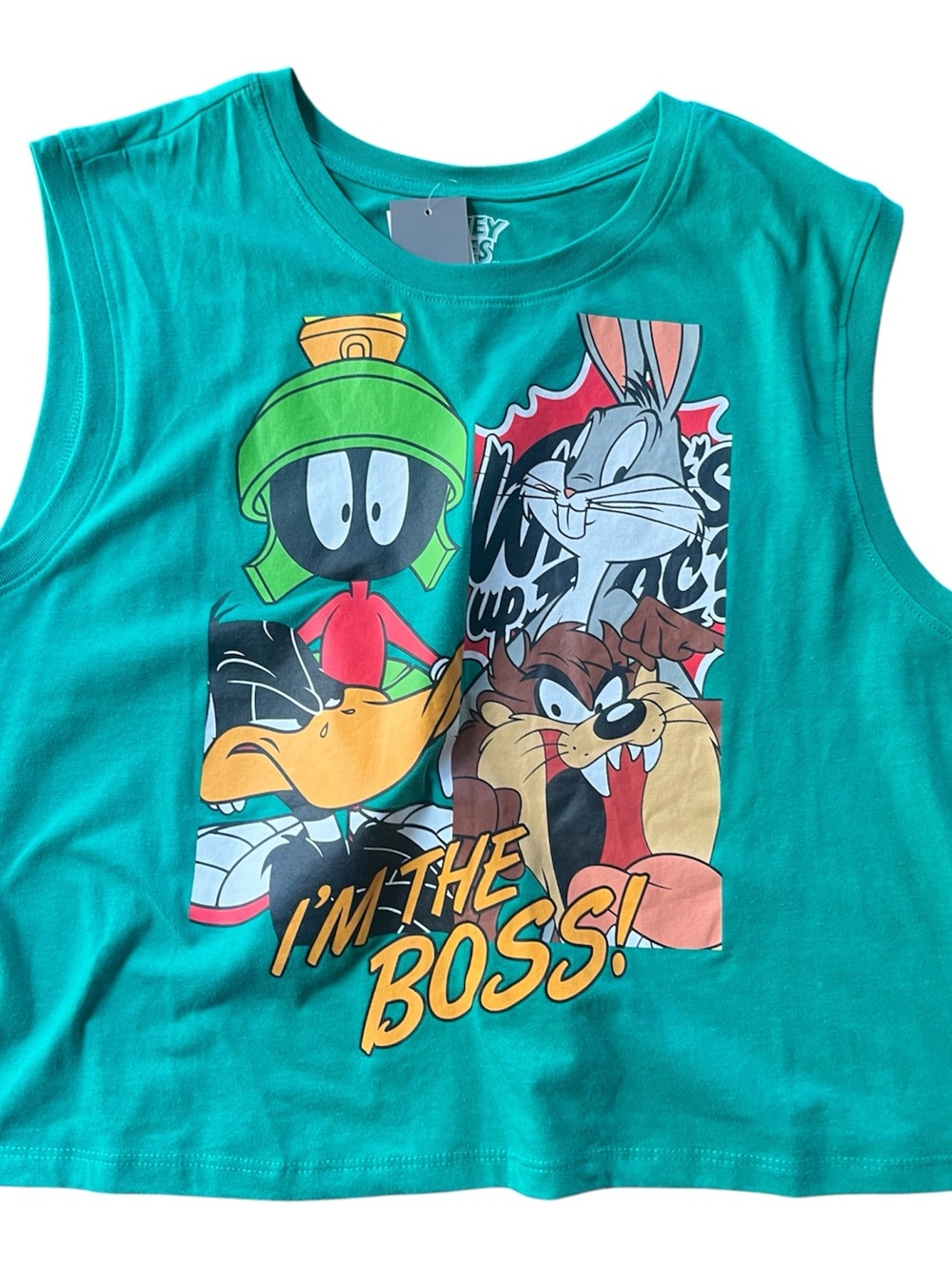 NWT Looney Tunes Graphic Crop Tank Medium Bugs Bunny Marvin Martian Y2K